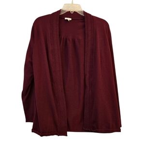 Talbots 2016 Collection Women's Burgundy Open Front Sweater Size: XLp (Petites)
